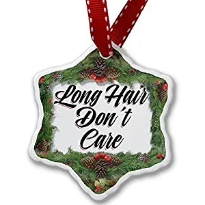 SheilaNelly Christmas Ornament Vintage Lettering Long Hair Don't Care