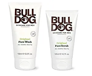 Bulldog Skincare for Men Original Face Wash and Original Face Scrub Bundle with Green Tea Leaf Extract, Aloe Barbadensis Leaf Juice and Oat Kernel Meal, 5 fl. oz. and 4.2 fl. oz.