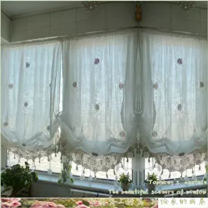 FADFAY Pastoral Style Adjustable Balloon Curtain Living Room Shade Curtains for Living Room Set,Off-White