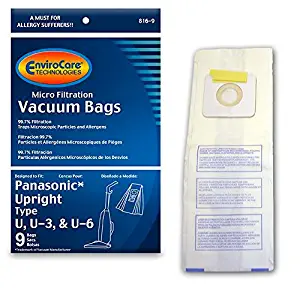 EnviroCare Replacement Vacuum Bags for Panasonic Types U, U-3, U-6-9 Pack