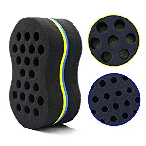 RioRand Magic Twist Hair Brush Sponge Big Small Holes Double Sided Hair Styling Tools Dreadlock Twisting Afro Curls Coil Hair Care Comb Sponge （Two-Side）