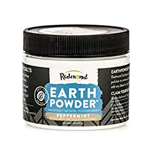 Redmond Earthpowder, All Natural Tooth and Gum Powder Bentonite Clay and Charcoal Teeth Whitener, Peppermint Charcoal