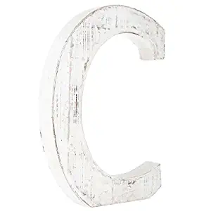 Distressed White Alphabet Wall Décor/Free Standing Monogram Letter C
