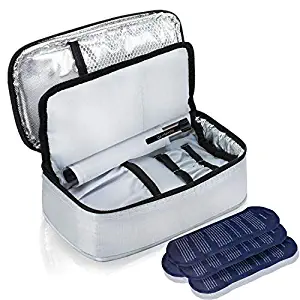 ALLCAMP Insulin Cooler Travel Bag with 4 Ice Pack and Insulation Liner for Diabetic Organize Medication (Medium)
