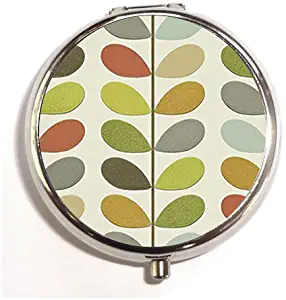 Qien BaiSei Multi Stem Orla Kiely Folio Custom Fashion Pill Box/Pill Case-Round Pill Box/Case- Three-Compartment Pill Box/Pill Case