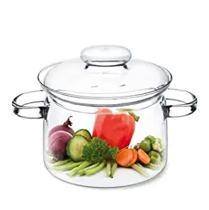 Simax Glassware 1.5 Quart Glass Pot With Lid | Heat Resistant Handles – Doubles as Serving Dish - Made from Oven, Microwave, Stove and Dishwasher Safe Borosilicate Glass – Small Glass Pot