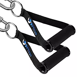 Fitteroy Premium Industrial Strength Exercise Handles for Gym - Padded Wide ABS Grip, Solid Welded Metal Ring and Heavy Duty Nylon Straps for Cable Machines and Resistance Bands