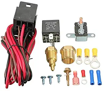 185~200 Degree Engine Cooling Fan Thermostat Temperature Switch Sensor Relay Kit