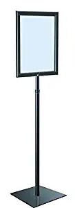 Adjustable Pedestal Sign Holder Floor Stand, 8 1/2" X 11" Black Vertical - Heavy Square Steel Base