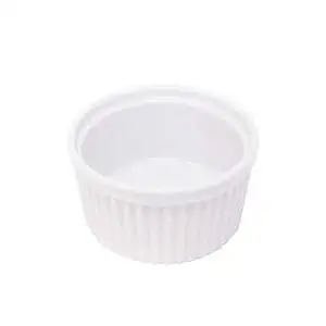 K International 7 Ounce Glazed Porcelain Ramekin | Classic Fluted Design, Soft White Color, Oven, Microwave, and Dishwasher Safe, 4.5” x 2.2”, Includes One (1) Large Ramekin