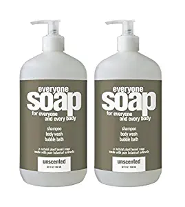 Everyone - 3 in 1 Bath Soap: Shampoo, Body Wash and Bubble Bath, Unscented - 32 Ounce (2 pack)
