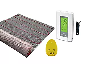 25 Sqft Mat, Warming Systems 120 V Electric Tile Radiant Floor Heating Mat with Programmable Thermostat