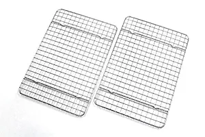 Checkered Chef Cooling Racks For Baking - Quarter Size - Stainless Steel Cooling Rack/Baking Rack Set of 2 - Oven Safe Wire Racks Fit Quarter Sheet Pan - Small Grid Perfect To Cool and Bake