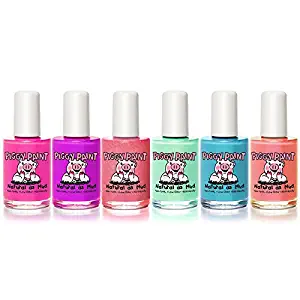 Piggy Paint - 100% Non-Toxic Girls Nail Polish, Safe, Chemical Free, Low Odor for Kids - 6 Polish Gift Set - Happy Girl