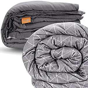 rocabi Luxury Adult Weighted Blanket Summer/Winter Queen Size Two Cover Bundle | 15 lbs 60&rdquo;x80&rdquo; Breathable Cotton & Plush Minky Premium Covers for Calming Sleep