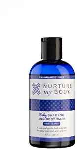 Nurture My Body Fragrance Free Organic Baby Shampoo and Body Wash SLS and Phthalate Free- Sensitive Skin, 8 oz./240 ml