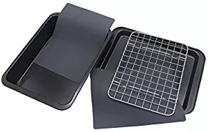 Checkered Chef Toaster Oven Pans - 5 Piece Nonstick Bakeware Set Includes Baking Trays, Rack and Silicone Baking Mats - Best Accessories For Toaster and Convection Ovens