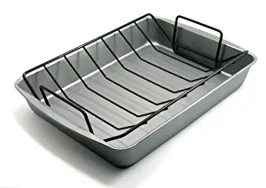 OvenStuff Non-Stick Large Roasting Pan with Rack - DuraGlide Non-Stick Roasting Pan with Handles for Easy Lifting, Easy to Clean
