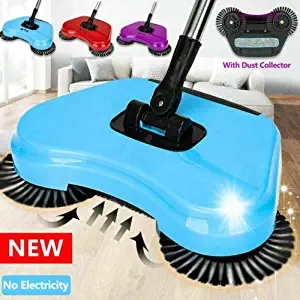 WINMART No Electricity Multi-Functional Profession Vacuum Cleaner Spin Hand Push Sweeper Broom Household Floor Dust Cleaning Mop - 360 Degree Rotating Household Automatic Hand Push Sweeper Broom (Red)