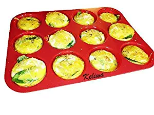 keliwa 12 Cup Silicone Muffin - Cupcake Baking Pan/Non - Stick Silicone Mold/Dishwasher - Microwave Safe