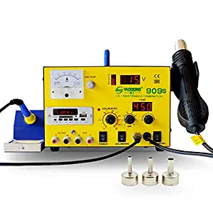 YAOGONG 909S Hot Air SMD Rework Soldering Iron Station 3 IN 1 DC Power Supply 15V 1A Music Player USB(Warranty)
