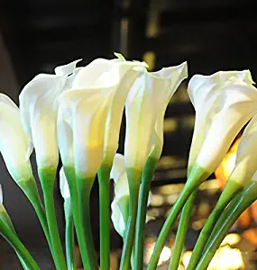 Floral Kingdom 25" Large Handmade Real Touch PU Latex Calla Lilly Artificial Spring Flowers for Floral Arrangements, Bouquets, Home/Office Decor (6 Pack) (White)