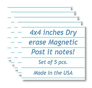 Magnetic Dry Erase Memo Sheets - Notepad/Writing Pad Design - 4" x 4" (5 Pack)