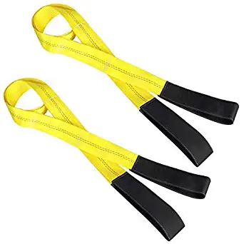 Lift Sling Straps, JCHL 6.5'X2" Heavy Duty Flat Eye Lift Sling 13,000 lbs Capacity Lifting Straps Nylon Tree Saver Recovery Strap Web Sling Winch Strap 2-Pack