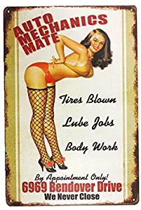 MAIYUAN AUTO Mechanics Mate Sign Garage Signs for Men Home Decor pin up Poster House Rules Wall Art Decor …