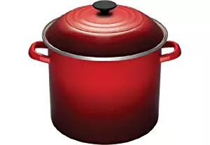 Le Creuset Enamel-on-Steel Covered Stockpot, 10-Quart, Cerise (Cherry Red)