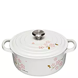 Le Creuset Japan Sakura Collection Enameled Cast Iron 4-1/2 Quart French Oven Cherry Blossom, White