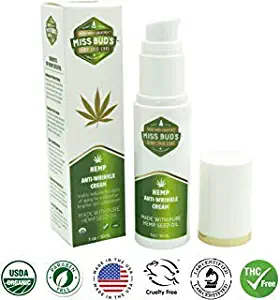 Miss Bud’s Hemp Anti-Wrinkle Cream Reduce Line Increase Firmness and Elasticity Made from Pure Hemp Seed Oil