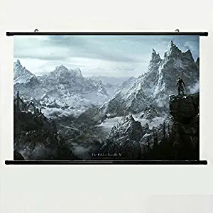 Wall Posters Wall Scroll Poster with Skyrim World Rocks Winter Cold The Elder Scrolls V Skyrim Home Decor Fabric Painting 23.6 X 15.7 Inch