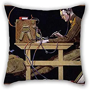 Throw Cushion Covers 18 X 18 Inches / 45 By 45 Cm(double Sides) Nice Choice For Kitchen Living Room Study Room Shop Couch Him Oil Painting Norman Rockwell - U.S. Army Teaches A Trade (G.I. Telegrap