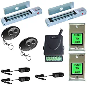 FPC-5008 Visionis Two Door Access Control Outswinging Door 300lbs Electromagnetic Lock with Wireless Receiver and Remote Kit