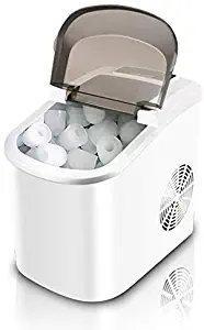 Xinrangxin Home Desktop Portable Ice Machine - 15 Pounds of Ice Every 24 Hours - 8 Minutes to Make Ice Cubes for 9 Ice - Durable Home, Office, Commercial Ice Machine, White