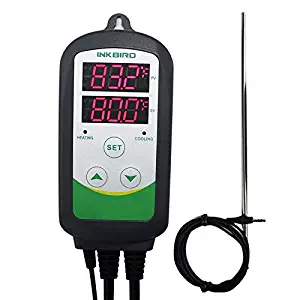 Inkbird Pre-Wired Digital Dual Stage Temperature Controller Outlet Thermostats 110V 1000W With 12" Stainless Probe Sensor DC Cord for Fermentation Kegerator ect