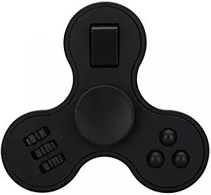 Multifunction Fidget Spinner with Buttons on it Like Fidget Cube, [ Joystick Buttons ] Stress Reducer - Perfect for ADD, ADHD, Anxiety, and Autism & Spinner Helps Focusing (Full Black)