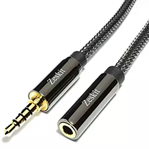 Zeskit 6 Feet Premium Audio Extension Cable, Nylon Braided, 3.5mm TRRS 4 Poles Jack (Male to Female)