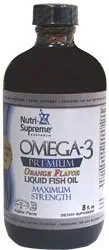 Nutri-Supreme Research Omega-3 Premium Liquid Fish Oil - Maximum Strength Orange Flavor - 8 OZ