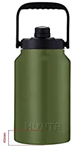 HUNTR Gallon Water Bottle, Vacuum Insulated Triple Wall Stainless Steel, in Silver - with Cleaning Brush Included