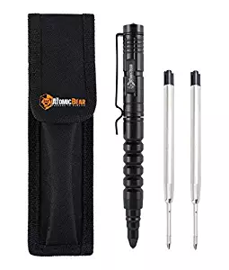 The Atomic Bear Tactical Pen - Self Defense Pen and Window Breaker - Used in Police and Military Gear - Best Defense Ballpoint Pens with Free Pouch and 2nd Ink Refill