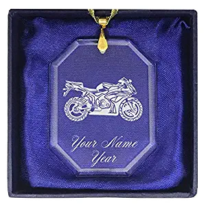 LaserGram Christmas Ornament, Sport Bike, Personalized Engraving Included (Rectangle Shape)