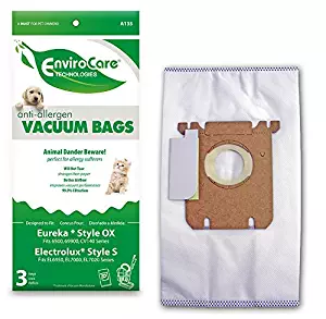EnviroCare Replacement Anti-Allergen Vacuum bags for Electrolux Harmony/Oxygen Style S and Eureka Canisters Style S Canisters 3 pack