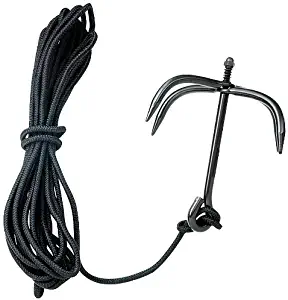 Fury Martial Arts FP03400 Folding Grappling Hook with Black Cord, Midnight Black
