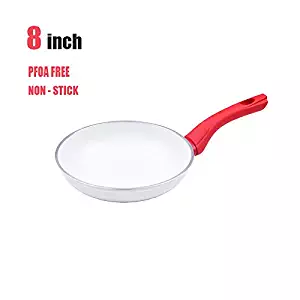 Frying Pan Omelet with Nonstick Ceramic Coating(PFOA-free), Oven & Dishwasher Safe with Soft Touch Handle - Egg Pancake Skillets(White，8")