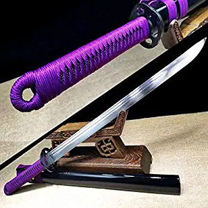 Hand-Forging Samurai Battle Straight Knife Saber Full Tang High Carbon Steel Blade Sharp Ninja Dao Sword Wakizashi Katana