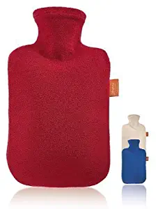Fashy Hot Water Bottle Hot Water Bag 2 Litre With Blue Fleece Cover Thermoplastic Odour Free