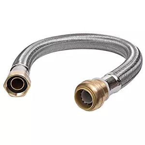 SharkBite U3086FLEX24LF Water Softener Connector, 1/2 inch x 3/4 inch FIP x 24 inch, Push-to-Connect COPPER, PEX, CPVC, Braided Stainless Steel