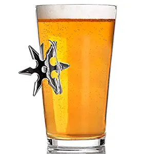 The Original Pint Glass Embedded with a Ninja Star